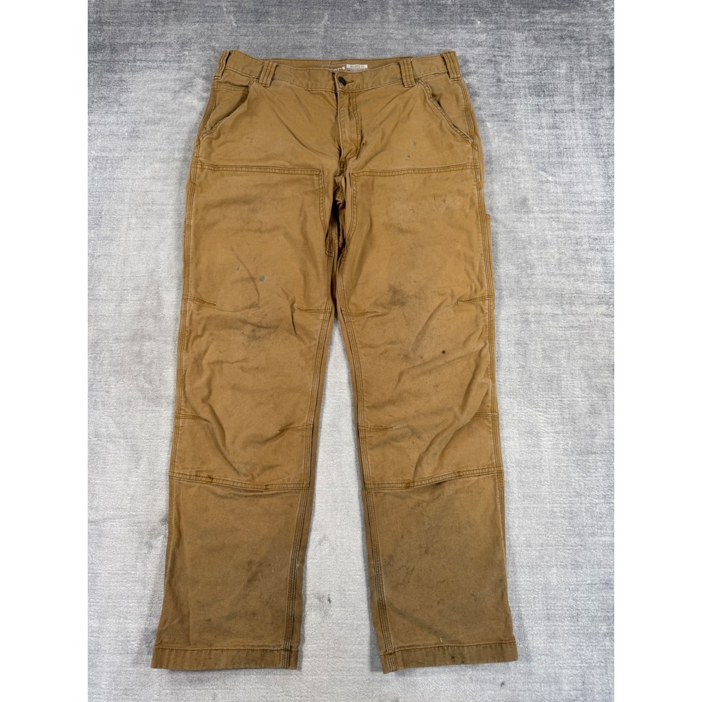 Carhartt Pants Mens 35x32 Brown Double Front Work Relaxed Fit Canvas